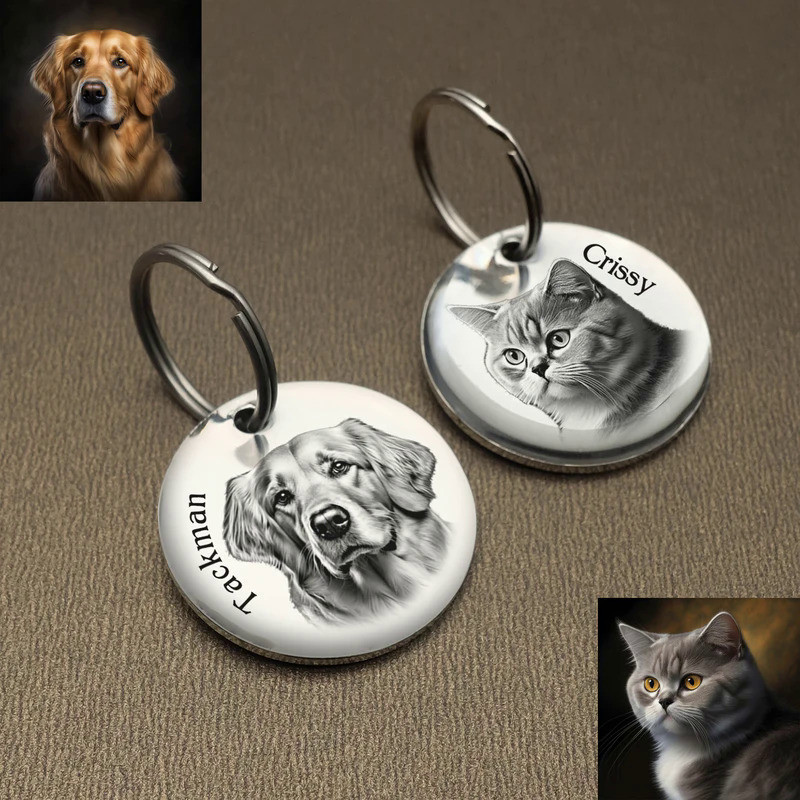 Personalized Dog Tag Custom Pet ID Tag with Photo Stainless Steel Pet Tag for Dogs and Cat,Custom Do