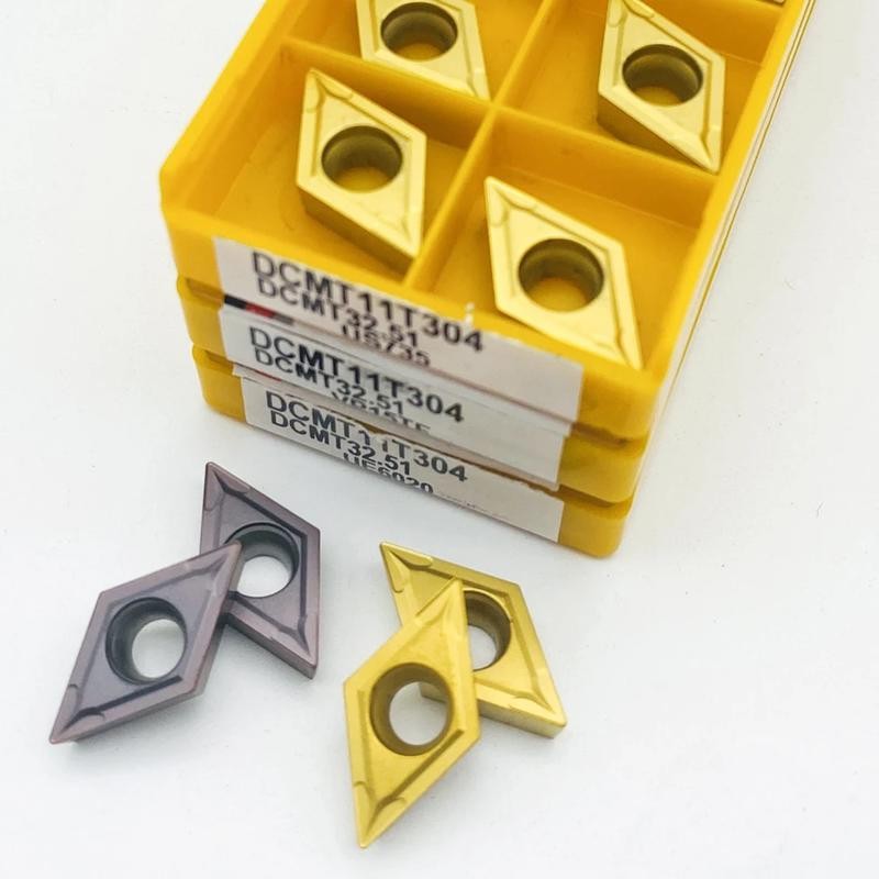 10pcs DCMT11T304 DCMT11T308 UE6020 VP15TF เครื่องกลึง CNC เครื่องมือเปลี่ยนคาร์ไบด์ใส่ DCMT สําหรับสแตนเลส/เหล็ก
