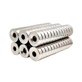 แม่เหล็กนีโอไดเมียม กลมแบนมีรู แม่เหล็กแรงสูง กลมแบน Neodymium Magnet แม่เหล็ก กลมแบนมีรู ( 1 ชิ้น )
