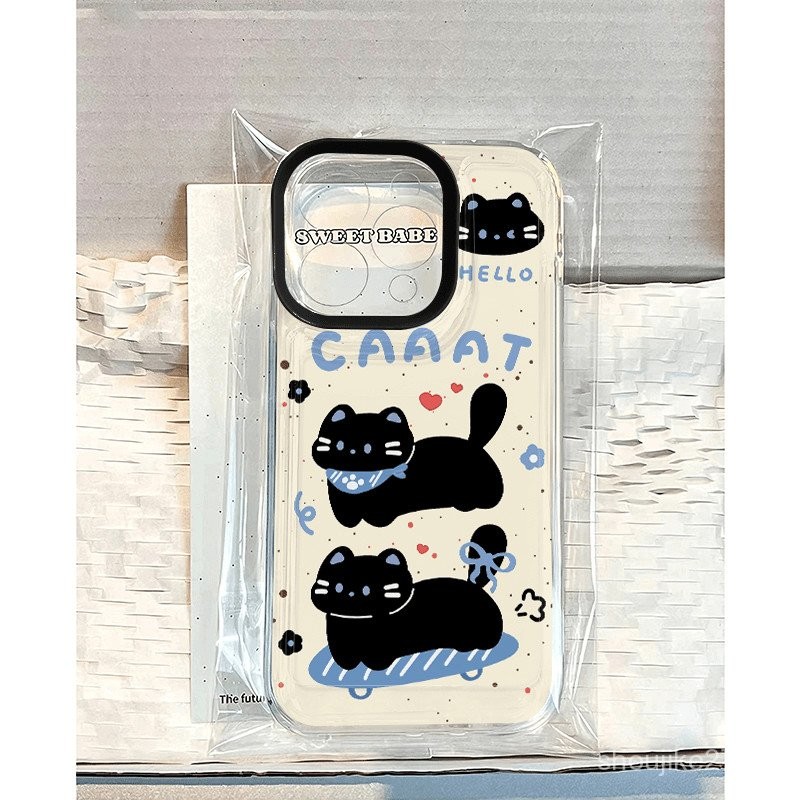 เคสมือถือลายจุดสีดำลายแมวสำหรับแอปเปิ้ล15PROMAX เคสนิ่ม13สนุก12สำหรับ iphone14 11/X j9xw