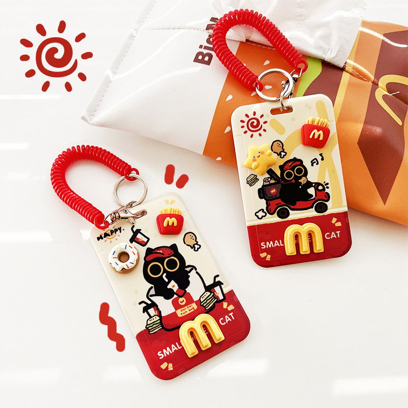 Mcdonalds delivery man card cover lanyard Land bus meal card case student campus card holder work hard