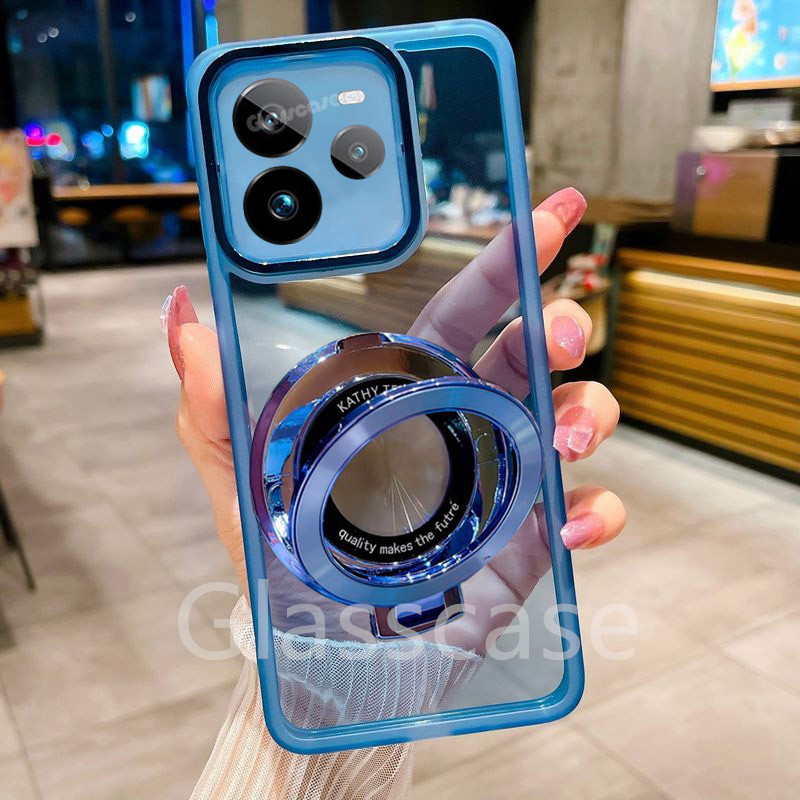 Realme Gt 7 pro 2024 สําหรับ Realme Gt 7 pro 7pro Gt7pro RealmeGt7pro พร้อมผู้ถือแหวนสแควร์ชุบเคสโทรศัพท์แฟชั่นกันกระแทก Came เลนส์ป้องกันกรณีปกหลัง