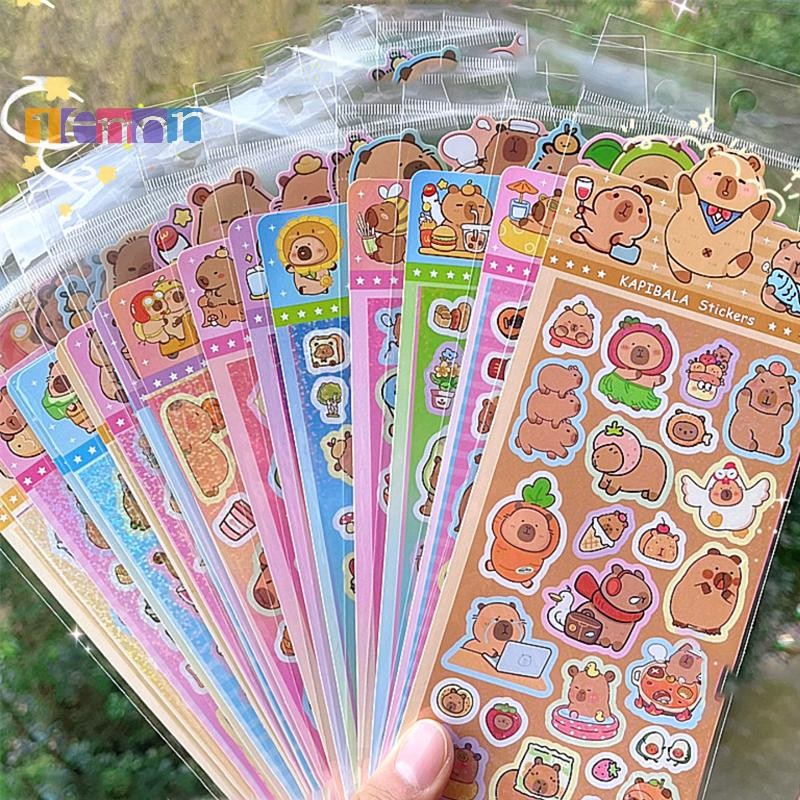 [Lemon] 5/10 ชิ้นน่ารักการ์ตูน Capybara สติกเกอร์สร้างสรรค์สติกเกอร์ตกแต่งกันน้ํา Kawaii DIY เคสโทรศัพท์ถ้วยน้ําสติกเกอร์ของขวัญใหม่
