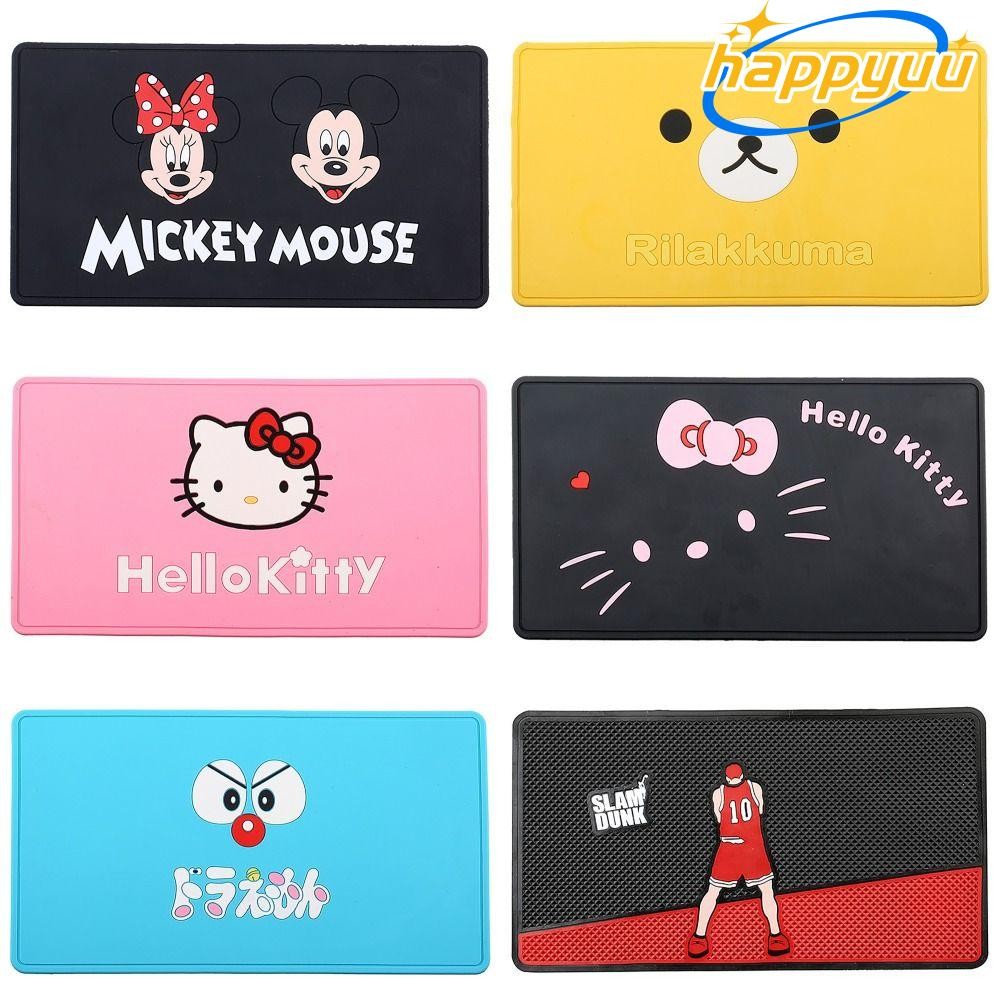 Happyuu แผ่นกันลื่นในรถยนต์, Hello Kitty Mickey Mouse ซิลิโคนแดชบอร์ด Pad, Universal Anti-slip Multi-Functional รถโทรศัพท์มือถือสําหรับอุปกรณ์เสริมอัตโนมัติ