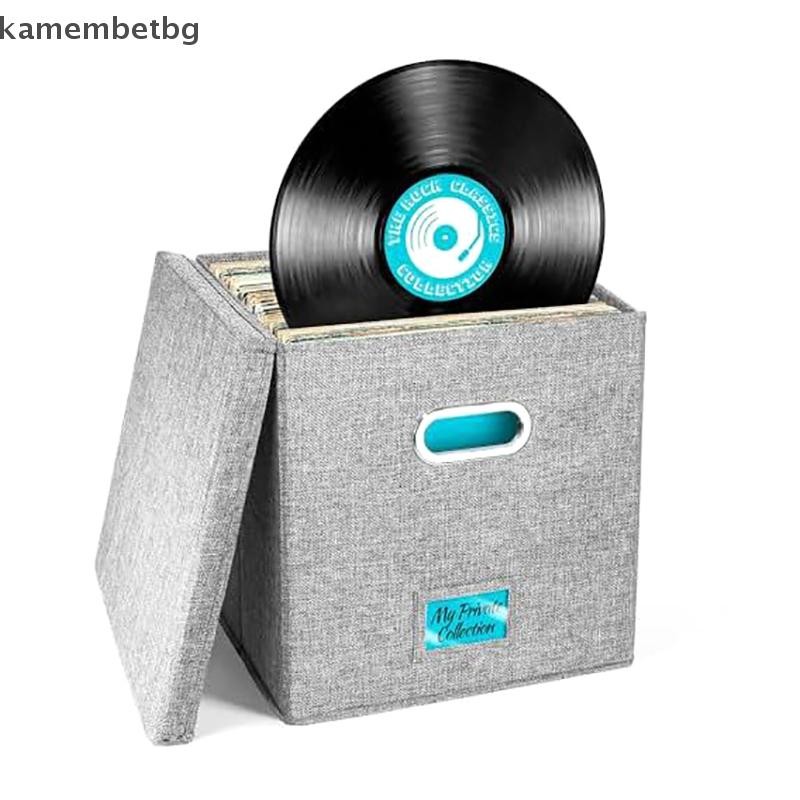 Kamembetbg 12 นิ้วกล่องเก็บบันทึกพร้อมฝาปิดและจับกันฝุ่นมีสไตล์และใช้งานได้จริง LP บันทึกสําหรับบันทึก TH