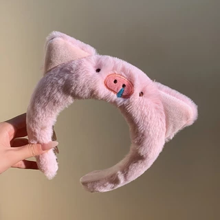 ใหม่น่ารักหมูสีชมพูการ์ตูนตุ๊กตาคาดศีรษะผมวงเครื่องประดับผม