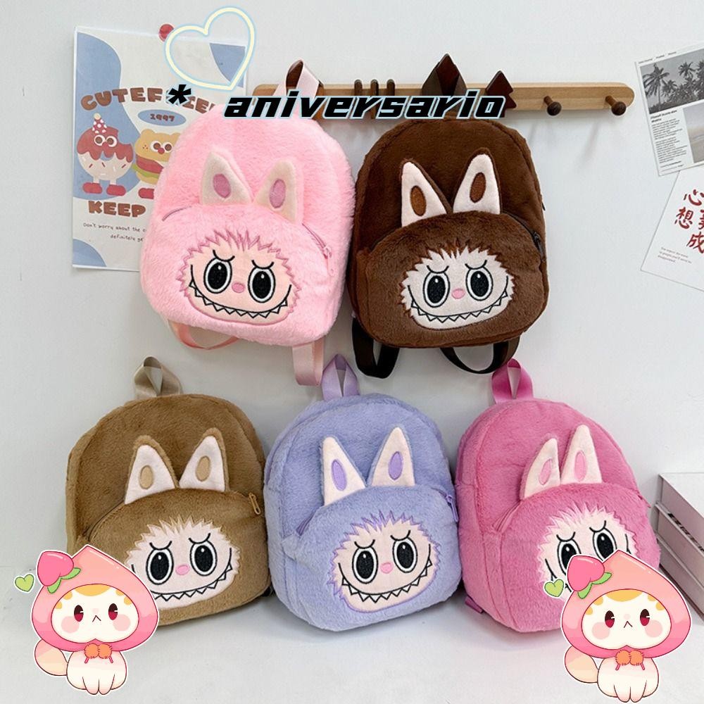 กระเป๋านักเรียน ANIVERSARIO, POP MART กระเป๋าเป้ตุ๊กตาการ์ตูน Labubu, กระเป๋าสะพายตุ๊กตาความจุขนาดใหญ่