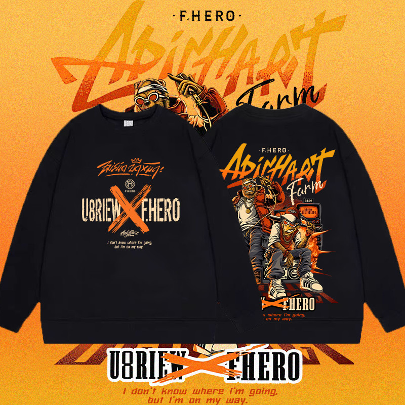 ใหม่ รอบคอเสื้อแขนยาว " U8riewxFhero & ApichartFarm " ผ้าCotton Crewneck Sweatshirt ใส่ได้ ทั้ง ชาย 