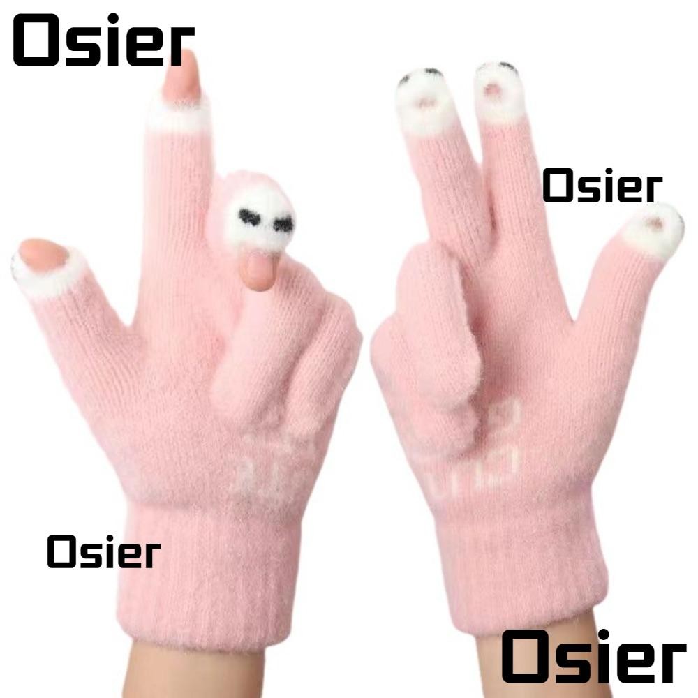ถุงมือถัก โอเซียร์1, ถุงมืออุ่นหนาในฤดูหนาว, ถุงมือนิ้วรั่วรู้สึกนุ่มของผู้หญิงซักได้สําหรับวัยรุ่น