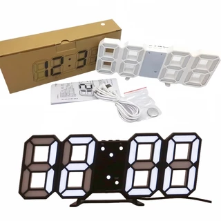 นาฬิกาดิจิตอล นาฬิกาตั้งโต๊ะ แขวนผนัง LED Digital Wall Clock ความไวแสงอัจฉริยะที่สร้างสรรค์ 3D