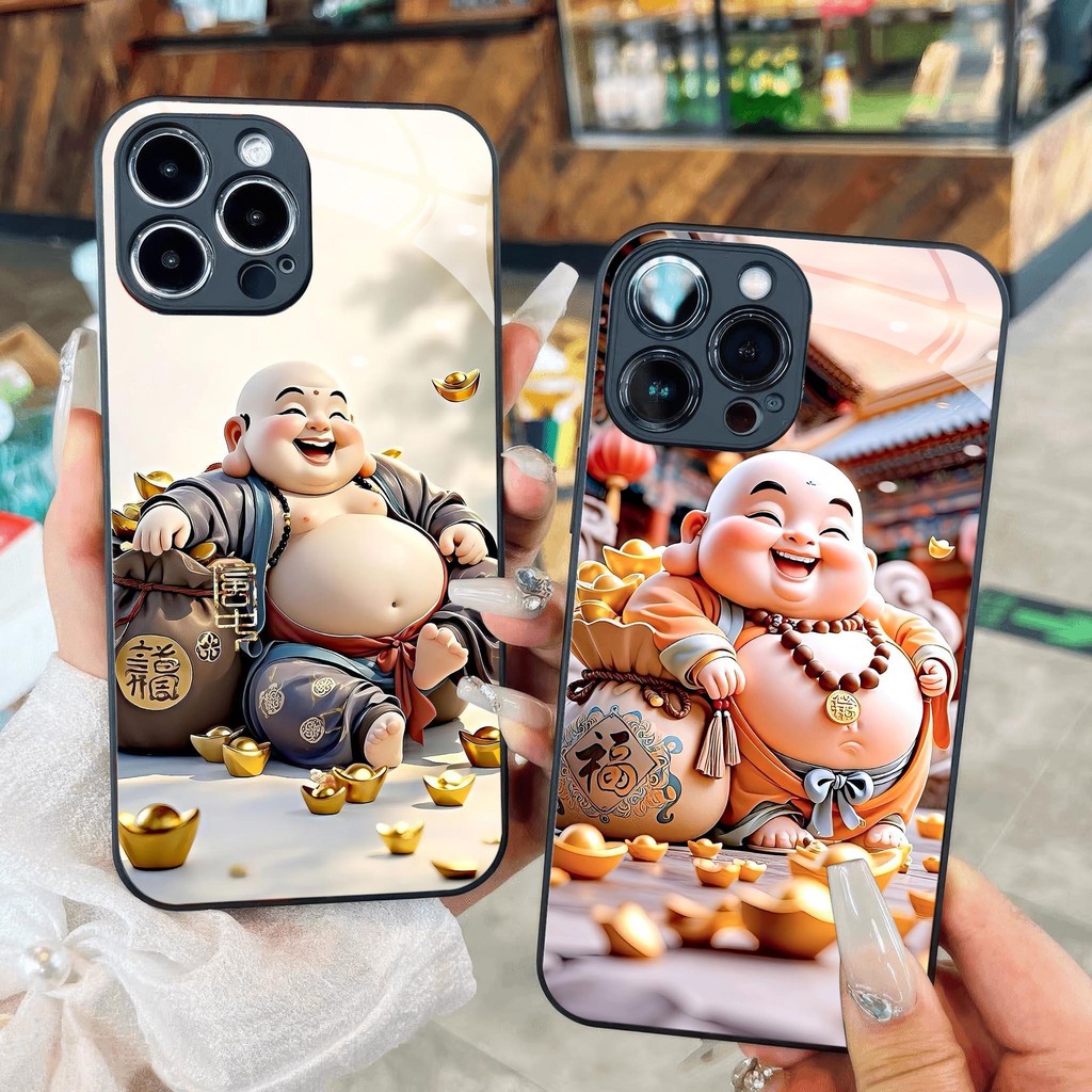 Lucky Maitreya Buddha แก้วสําหรับ iPhone 16 15 14 13 12 11 8 7 6 6s 6p 7p 8p Pro Max XR XS xsmax k47