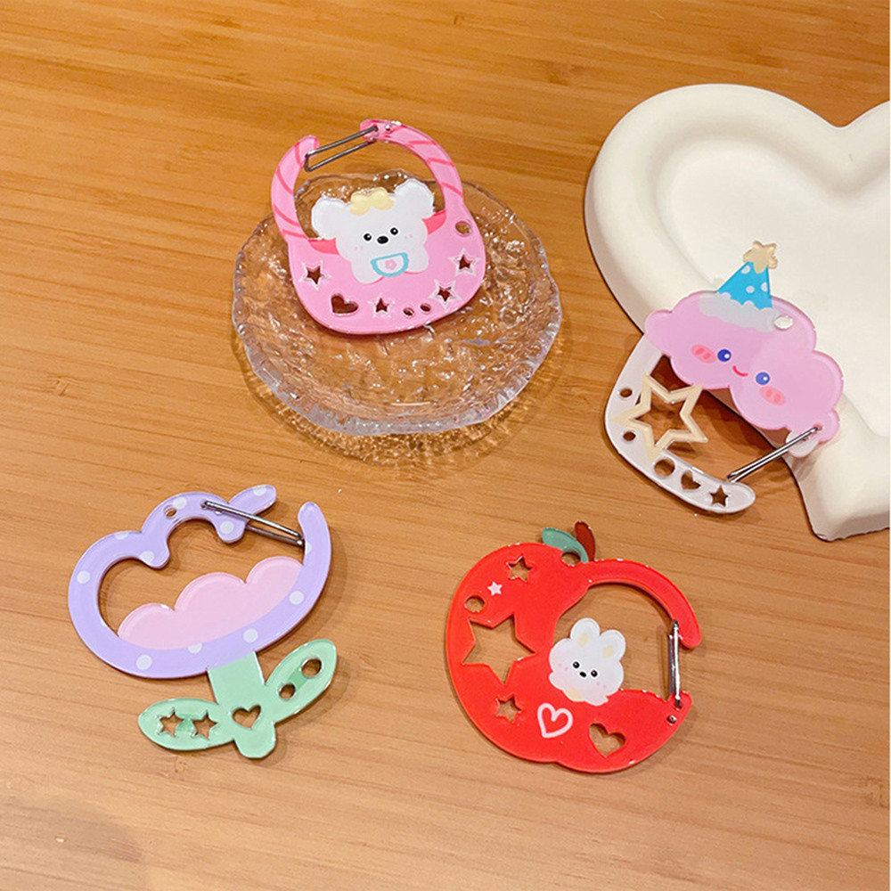 กระเป๋าเป้สะพายหลังจี้กระเป๋า Charms โทรศัพท์มือถือคู่มือตกแต่งของขวัญพวงกุญแจ Carabiner แขวนการ์ตูนน่ารักอะคริลิคหวาน DIY ดอกไม้รูป