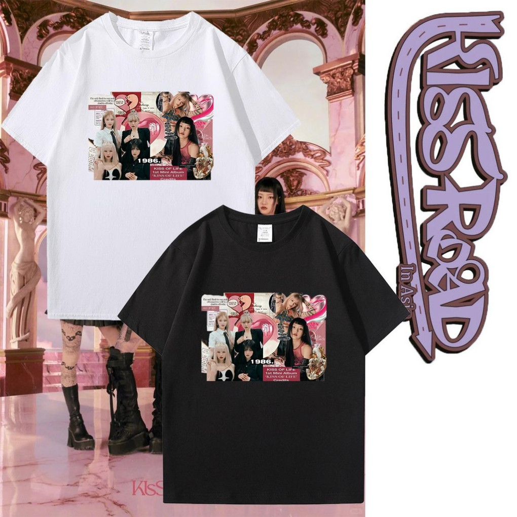 Kiss OF LIFE เสื้อยืด KISS OF LIFE KISS OF LIFE แฟน Tee Natty Belle Julie Haneul T เสื้อผู้หญิงลําลอ