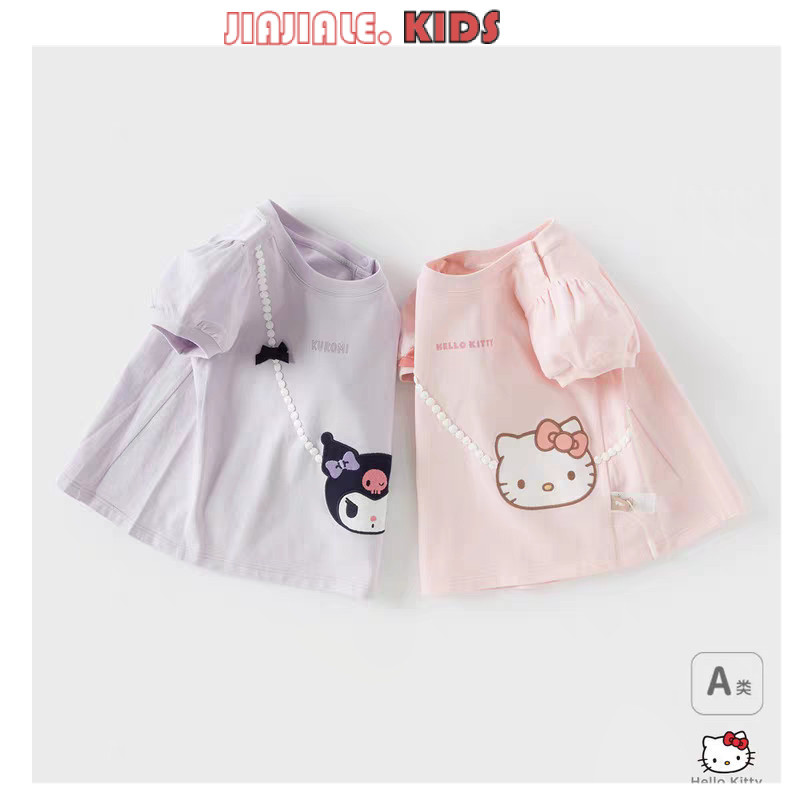 0.5-7y เสื้อยืดแขนสั้น Hellokitty เด็กผู้หญิง Baby Summer cotton Kuromi Top