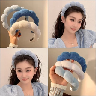 ที่คาดผมเมฆสีฟ้าล้างหน้าใหม่ฟองน้ําสิ่งประดิษฐ์กะโหลกสูงสําหรับผู้หญิง