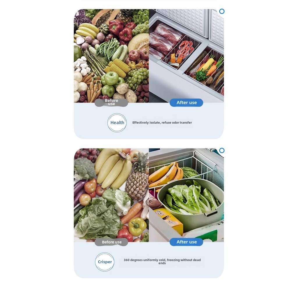 ตู้แช่แข็งชั้นวางภายในตู้แช่แข็งชั้นแขวนตะกร้าตาข่ายตะกร้าแช่เย็นตะกร้าเก็บแขวนตะกร้าชั้นวางด้านในกรอบพาร์ทิชันสากล - รูปที่ 3