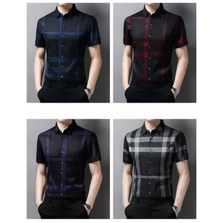 CLIFF เสื้อเชิ้ตผู้ชาย เสื้อยืดแขนสั้น ผ้าไอซ์ซิลซ์ ระบายอากาศแห้งเร็ว แบบหลวมลำลอง ธุรกิจเป็นผู้ใหญ่