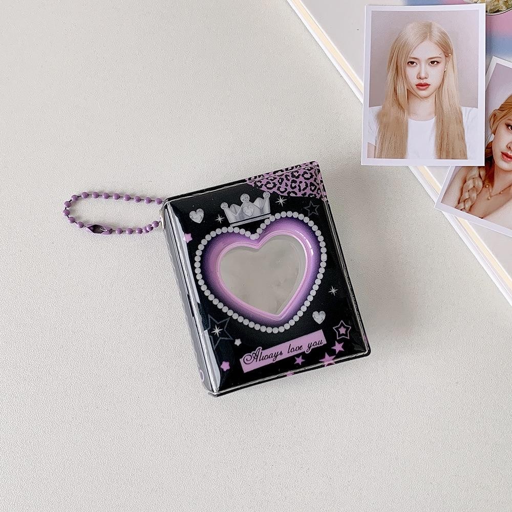 CYBERZAP ที่ใส่โฟโต้การ์ดเกาหลี, Mini Crown Love Heart PVC Card Cover ID Photocard กรอบ,แขวนตกแต่งพวงกุญแจจี้เกาหลีสไตล์การ์ดป้องกันกรณีสาวของขวัญ