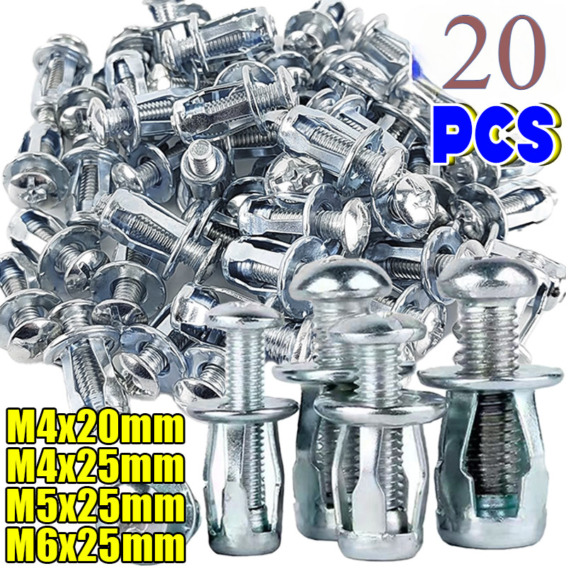 20pcs Jack Nuts สกรูกลีบสกรู Anchors ปลั๊กขยายสําหรับผ้าม่านขยาย Clamp Rivet Lock Bolt Board Wall Fasteners
