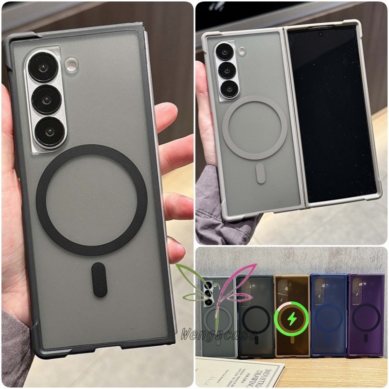 Magnetic กันกระแทกโปร่งแสง Matte Case Casing Samsung Galaxy Z Fold 7 Z Fold 6 Z Fold 5 Z Fold 4 Four Coner Anti-drop Cove