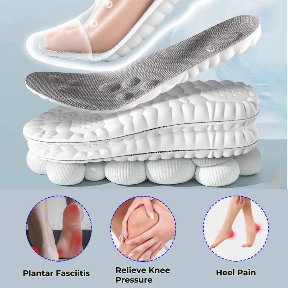 AOMSOM Cloud Soles, Arch Support 4D ตะกร้านวดรองเท้า,ความยืดหยุ่นสูง Breathable Super Soft Sport Insoles สําหรับผู้ชายและผู้หญิง