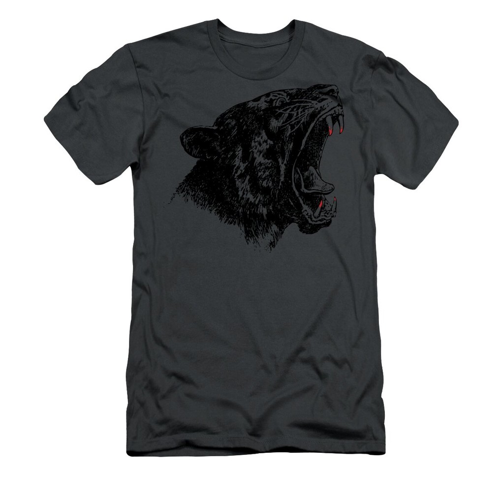 เสื้อยืด Vintage Lynx Panther Wildcat Yawning Hungry Animal Teeth T-ShirtCartoon แท้ Cotton 100% น่