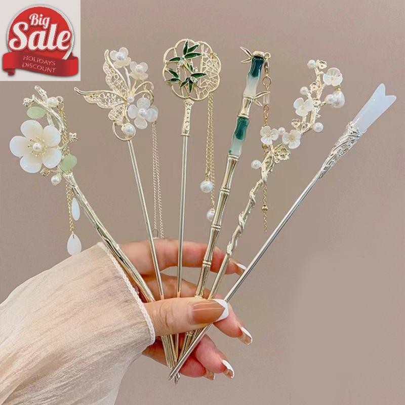 AF Retro สไตล์จีน sel สําหรับผู้หญิงผม Stick Pins ดอกไม้ Handmade Hairpins Charm เครื่องประดับอุปกรณ์เสริมผม A