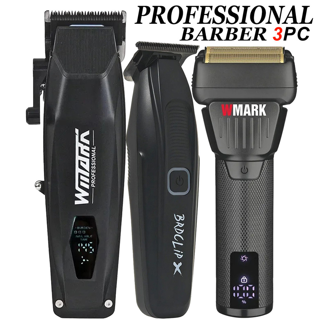 ปัตตาเลี่ยนผมไฟฟ้ามืออาชีพตัดผม 3PC ชุด WMARK NG-125 BRDCLIP FA-1981 NG-7982 ผม trimmer เครื่องโกนหน