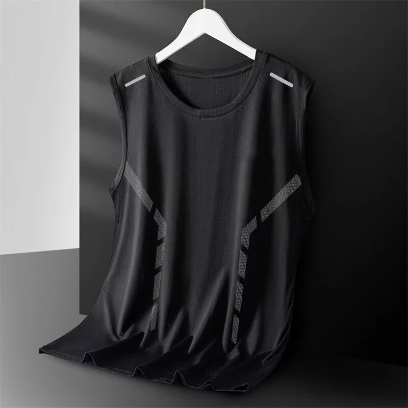 ฤดูร้อนตาข่ายแขนกุดเสื้อยืด Cool Breathable Quick-Drying เสื้อกั๊กผู้ชายสไตล์บางวิ่งออกกําลังกายกีฬาแฟชั่น All-Match