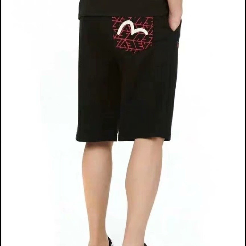 ขาสั้นหลวมพิมพ์ลาย Evisu สำหรับผู้ชาย