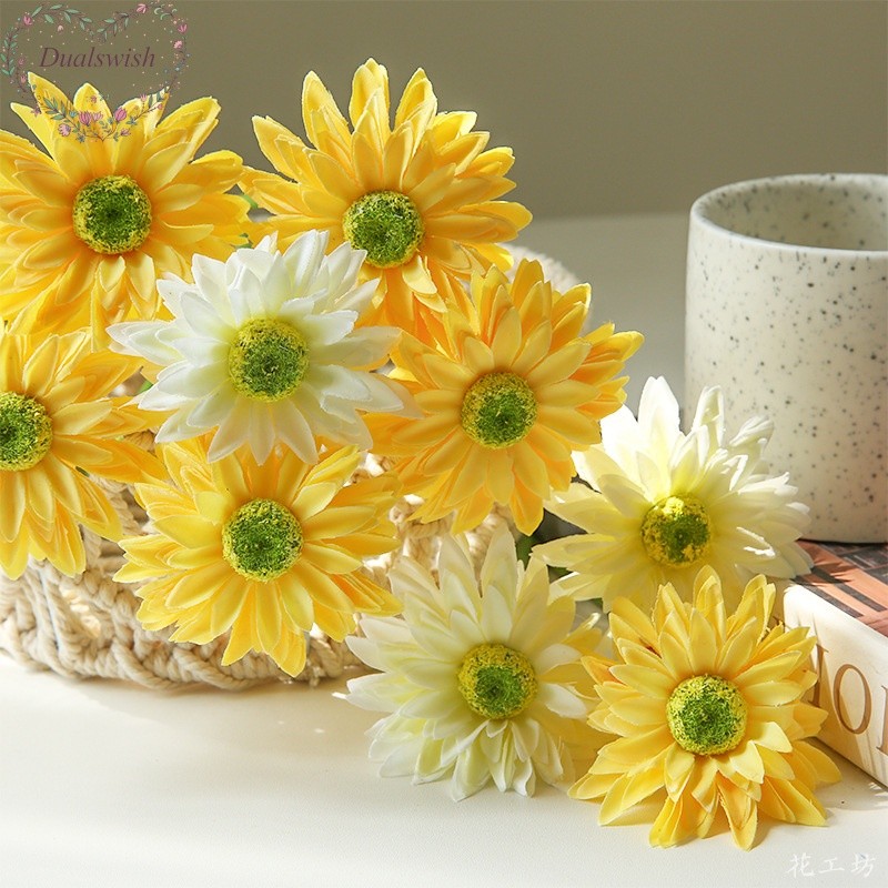 Dualswish 42 ซม.ยาว 1 ชิ้นดอกไม้ประดิษฐ์ Fresh Gerbera Chrysanthemum Simple Home Soft ตกแต่งช่อดอกไม้งานแต่งงานการถ่ายภาพ Props ประเทศทิวทัศน์ดอกไม้ประดิษฐ์