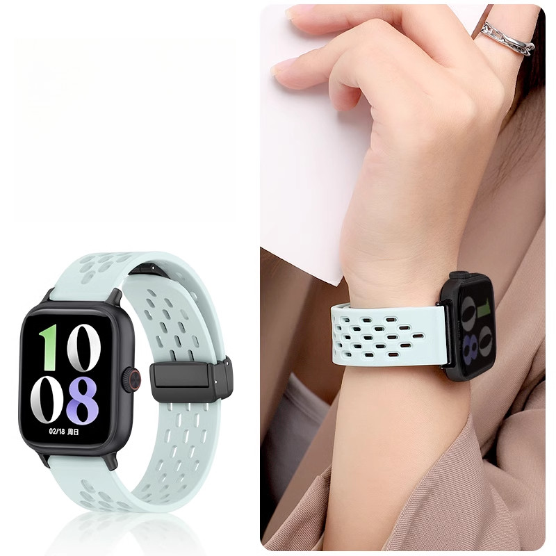 รูซิลิโคนสายรัดแม่เหล็กสําหรับ Honor Watch 5 สร้อยข้อมือสายนาฬิกาสมาร์ทวอทช์ Honor Watch 4 สร้อยข้อมือทดแทนสายรัดระบายอากาศ