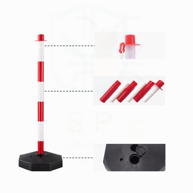 GFE*เสาจราจร เสากั้นเขต เสากั้นทางเดิน โซ่พลาสติกอุปกรณ์จราจร 85 ซม. ฐานสามารถเต็มไปด้วยน้ําทราย - รูปที่ 7