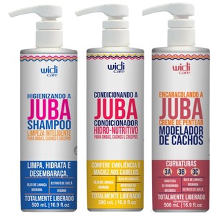 Kit Shampoo Higienizando A Juba + Condicionador Hidro Nutritivo + Encaracolando A Juba Modelador De Cachos Widi Care