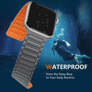มีแม่เหล็กยางวงดนตรีสายรัด for Apple Watch Iwatch Ultra 3 2 49มม 46 45 41 42 40 44 38 มม Series 11 10 9 8 7 6 5 4 3 2 1