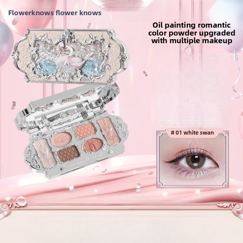 FLOWER KNOWS Swan Ballet พาเลทอายแชโดว์หกสีแต่งหน้ารายวัน Peach Milk Apricot Palette