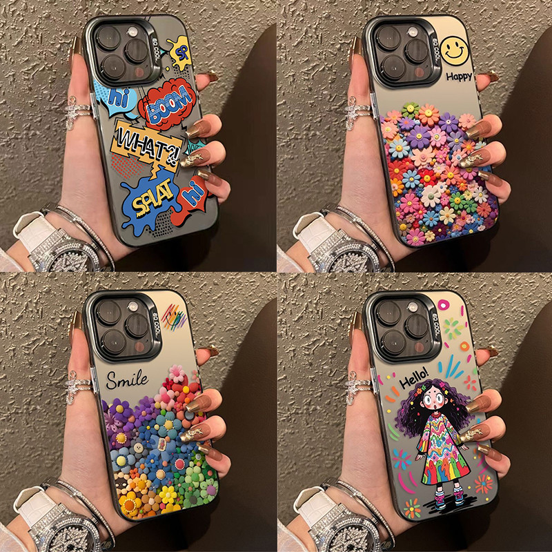 สาวน้อยสายรุ้งสุดน่ารัก เลเซอร์สลิเวอร์ IMD เคส for Samsung A55 A56 5G A54 A36 A35 A22 A26 A16 A15 A06 A05S เคสพีซีแข็ง