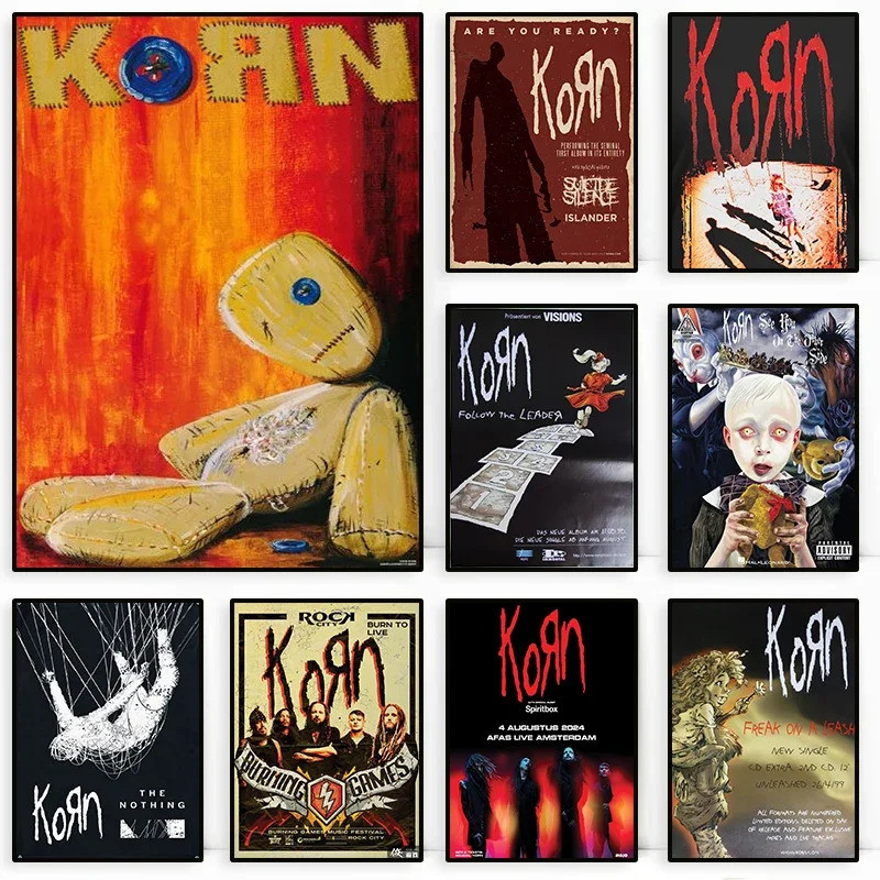 Korn Rock Band Music Album Cover Wall Art, โปสเตอร์พิมพ์ผ้าใบ HD, บ้าน, ห้องนั่งเล่น, ห้อง, ภาพวาดตกแต่ง, พัดลม