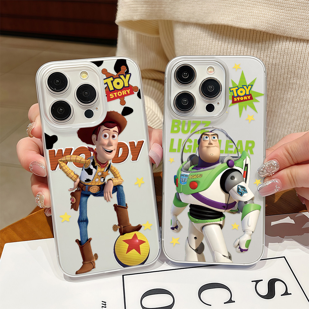 เคสโทรศัพท์คู่รักใสขุ่นลายการ์ตูน ToyStory for iphone 11 12 15 14 13 16 pro max 14 15 Plus XR XSMAX 7Plus เคสซิลิโคนนิ่ม