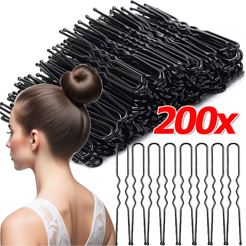 50/100/200 ชิ้นทนทานสีดําโลหะคลิปผม - ที่มองไม่เห็น U รูป Bobby Pins สําหรับทุกสภาพผม - หญิงสาวเจ้าสาวเครื่องมือจัดแต่งทรงผม