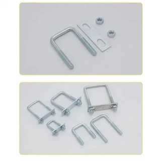 ZENGRONG 1 ชิ้น M8 แคลมป์ท่อสี่เหลี่ยม, สกรูชุบสังกะสี Q235 ท่อเหล็กคาร์บอน U-clamp, พร้อม Baffle มุมขวา U-bolt สําหรับหลอดสี่เหลี่ยม