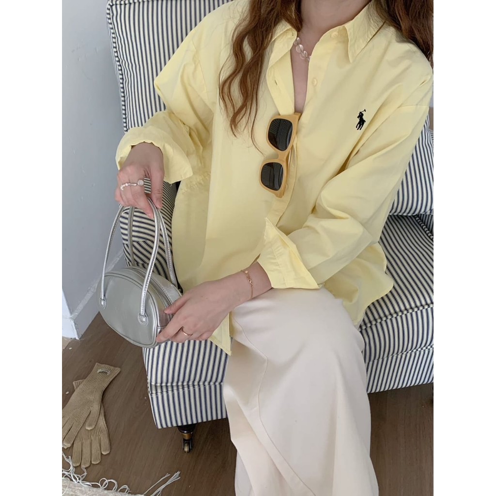 KATUN KEMEJA Poisonimport.id - เสื้อเชิ้ตผู้หญิง Wanwan Polo เย็บปักถักร้อย 8812 สไตล์เกาหลีผ้าฝ้ายพ