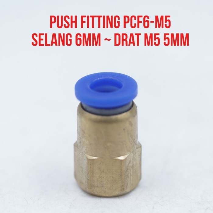 PCF6-M5 PCF 6-M5 นิวเมติกจุกนม Fitting ท่อตรง 6 มม.ด้ายภายใน M5 5 มม.ลื่นล็อค Push Tube ขั้วต่อทองเห