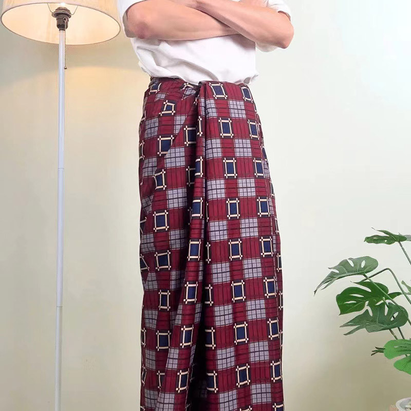 MUHANLU01 ผ้าถุงผู้ชาย ผ้าถุงคุณภาพดี เนื้อผ้าดี ไม่ลื่นกว้าง ไม่บาง เย็บแล้ว 96ซม.ยาว116ซม.สินค้าพร้อมส่งจากประเทศไทย