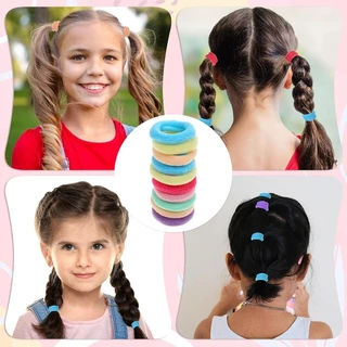 ยางรัดผมยางยืดสีสันสดใสสําหรับเด็กผู้หญิง - No Crease Nylon Ponytail Holder - ยางรัดผมเด็กเครื่องประดับผม (100/200/300/500 ชิ้น)
