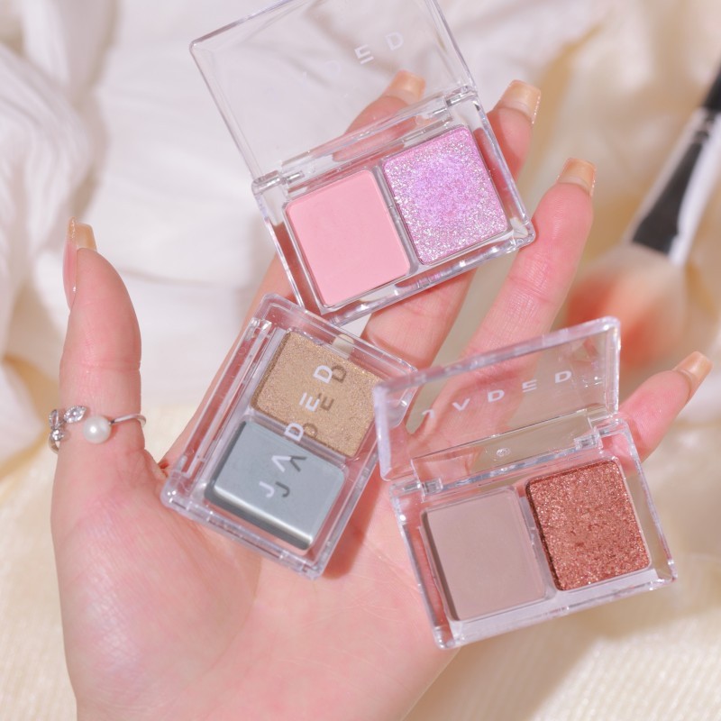shiny.girl: มินิอายแชโดว์สองสีพาเลท-โรสโกลด์เคลือบประกายมุกสีเอิร์บไฮไลท์คอนทราสต์รวม Y-423  กันน้ํา ติดทนนาน
