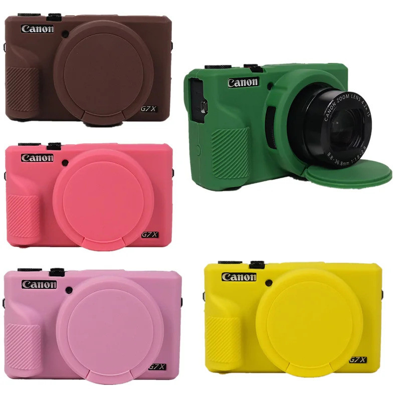 1pcs G7XIII ซิลิโคนเกราะกล้องสําหรับ Canon G7X III G7X Mark III G7X3 ยางป้องกันผิวเลนส์หมวก