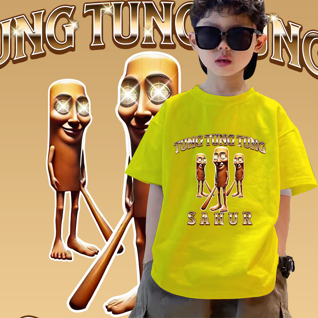 เด็ก 2025 Tung Tung Tung Sahur Funny Baseball Brainrot Meme T-shirt🧤kids เด็กใหม่แฟชั่นพิมพ์เสื้อยืด ผ้าคุณภาพสูง Unisex
