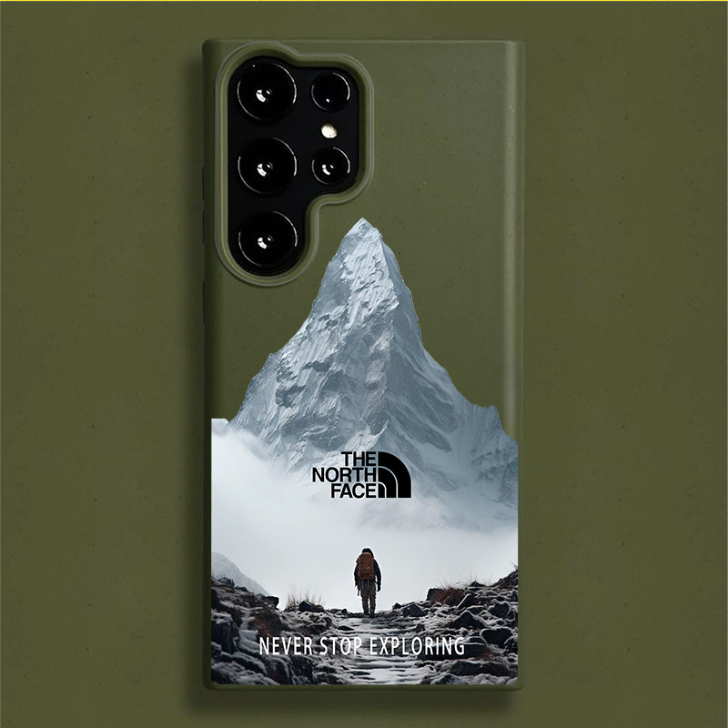 Samsung S24 Ultra S24 Climbing Snowy Mountain Scenery Frosted เป็นมิตรกับสิ่งแวดล้อมฟางข้าวสาลีสําหรับSamsung S23/S22/S21/S20 FE A12 A13 14 A15 A53 A55 ฝาครอบกันกระแทก