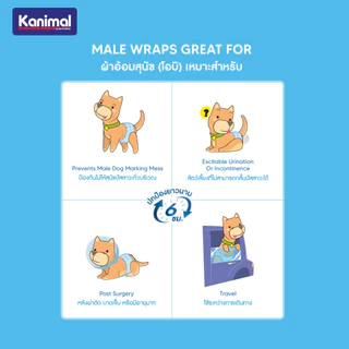 Kanimal Male Wraps โอบิสุนัข ผ้าอ้อมรัดเอว เก็บน้ำได้ดี สำหรับสุนัขเพศผู้ ใส่สบายสวมง่ายทุกสายพันธุ์ มี 5 ไซส์